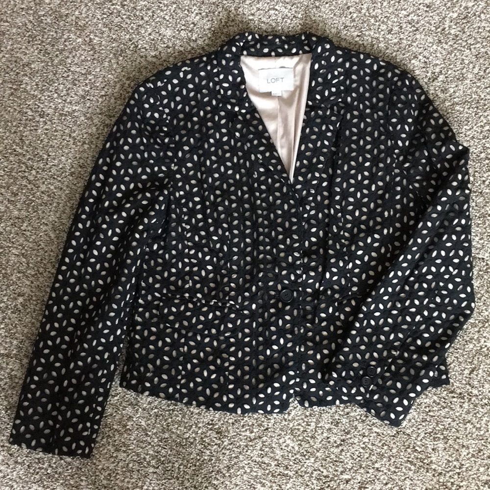 Ann Taylor Loft Black eyelet blazer